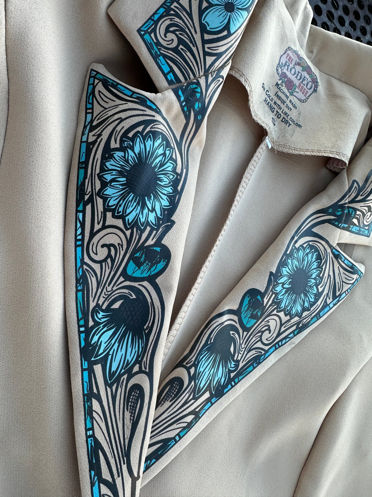 Turquoise Cabochon Blazer in Tan with black border