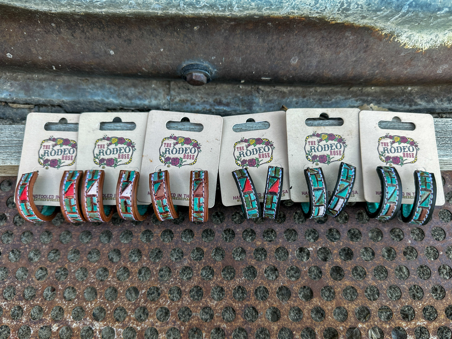 Mosaic Turquoise Vera Hoop Earrings 30mm
