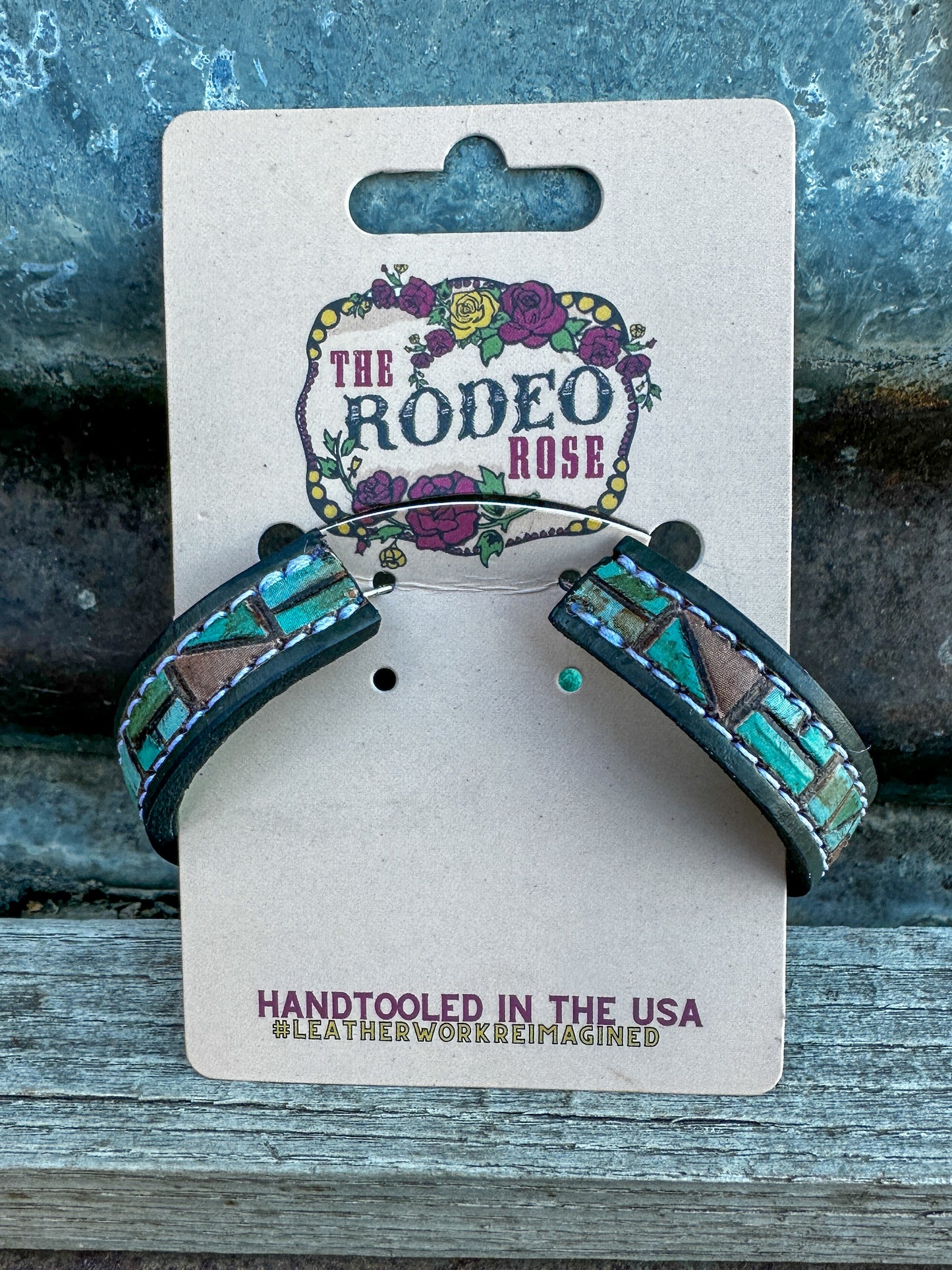 Mosaic Turquoise Vera Hoop Earrings 40mm