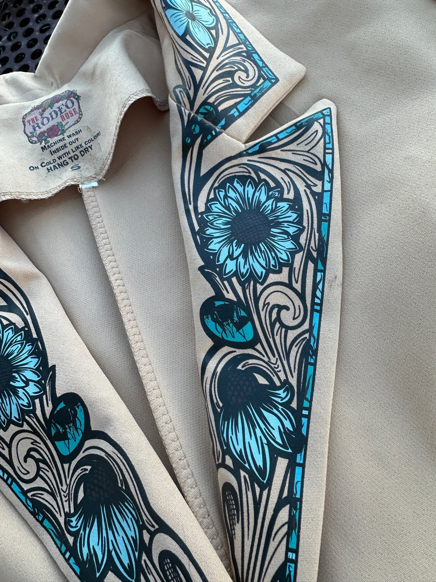Turquoise Cabochon Blazer in Tan with black border