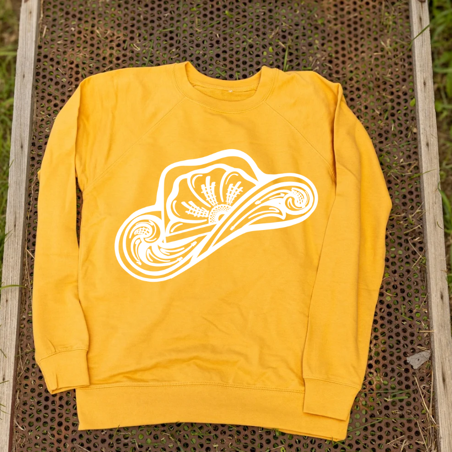Tooled Cowboy Hat Lightweight Crewneck