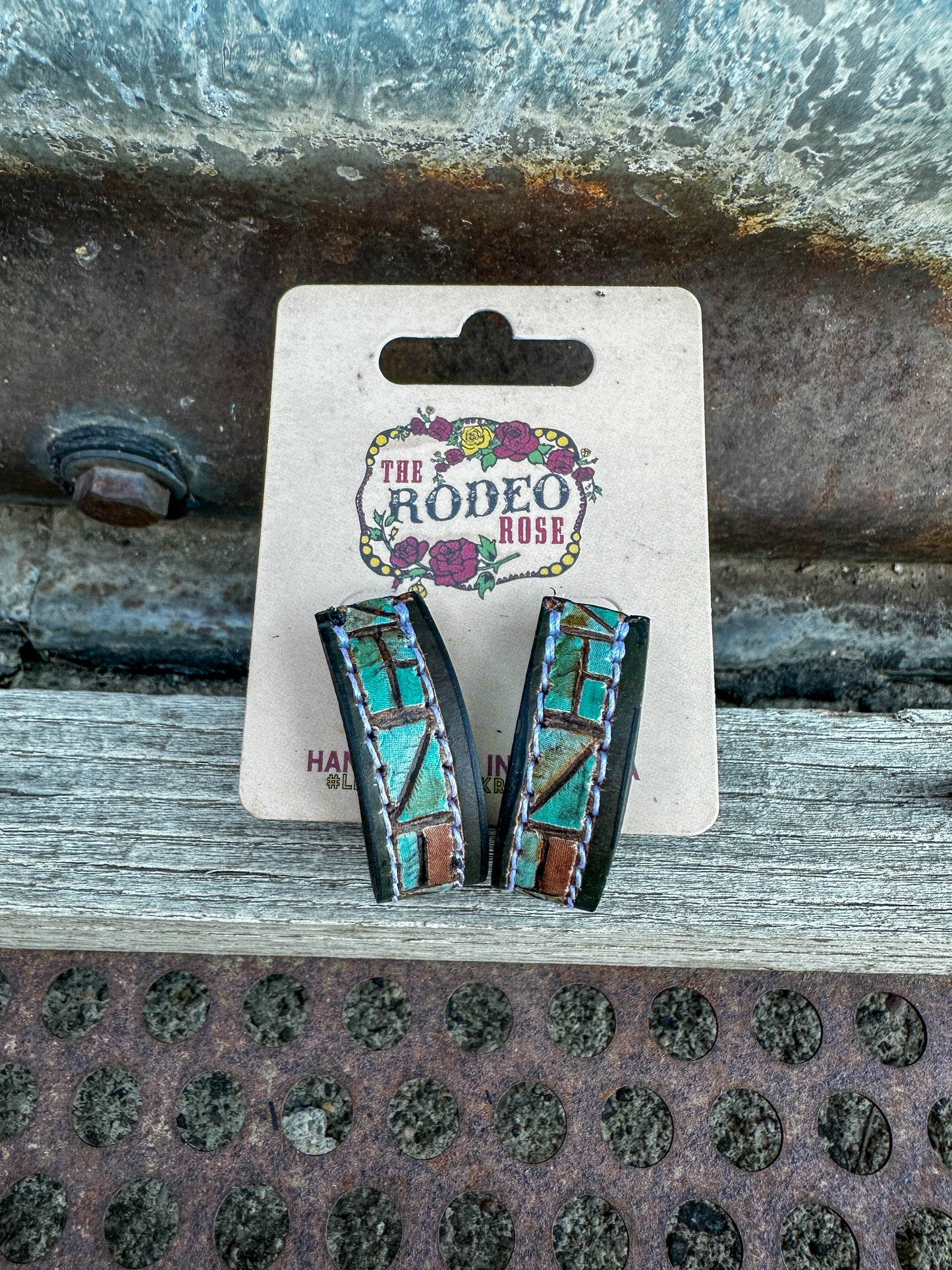 Mosaic Turquoise Vera Hoop Earrings 30mm