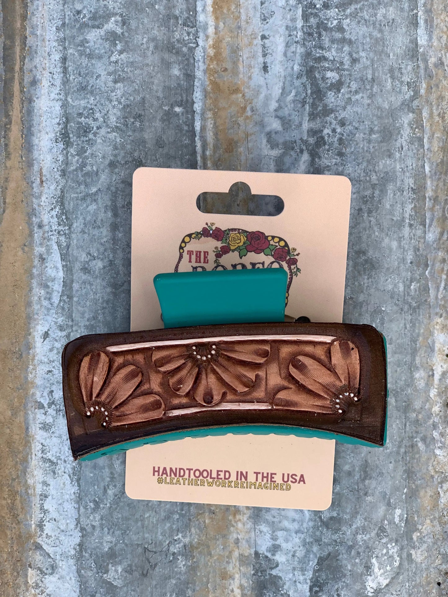 Handtooled Leather Hairclip Daisy The Rodeo Rose
