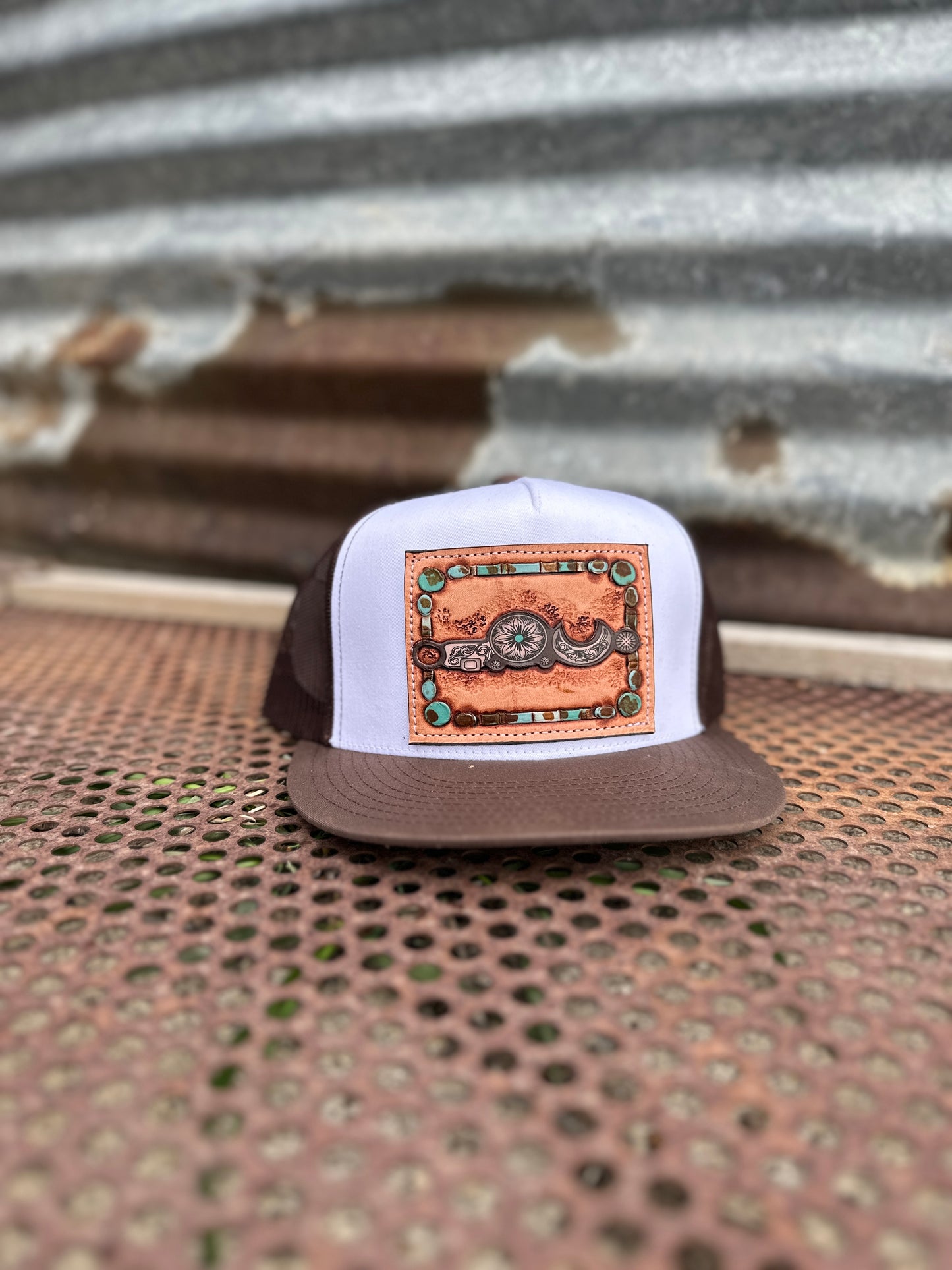 Bridle Bit Five Panel Hand Tooled Trucker Cap