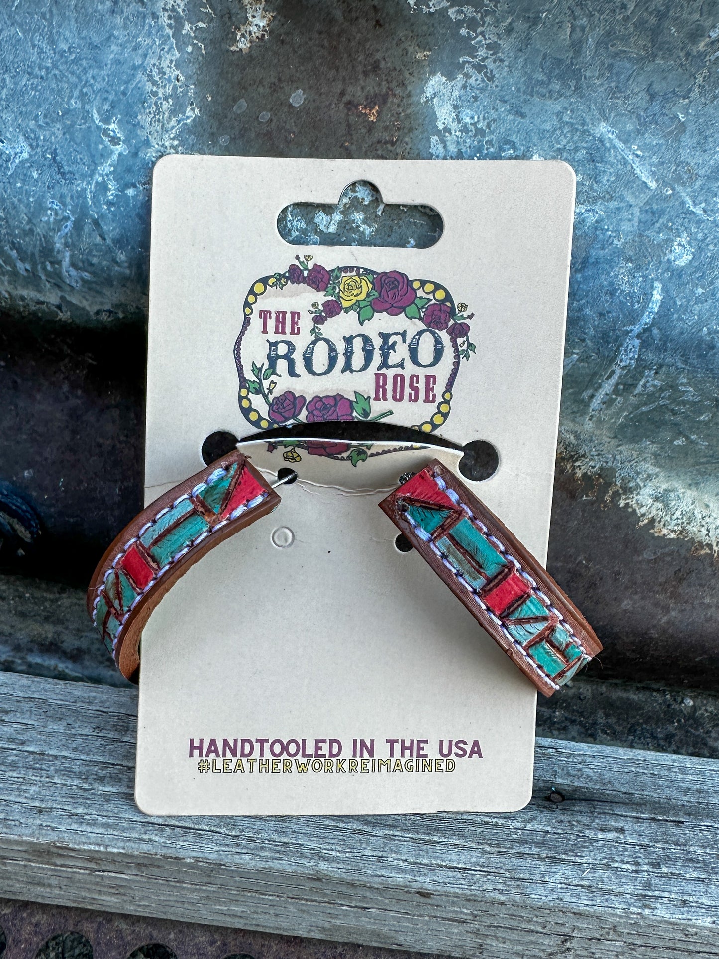 Mosaic Turquoise Vera Hoop Earrings 40mm