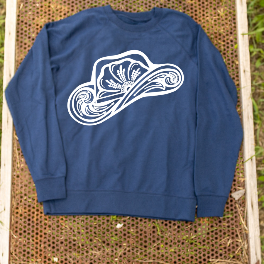 Tooled Cowboy Hat Lightweight Crewneck