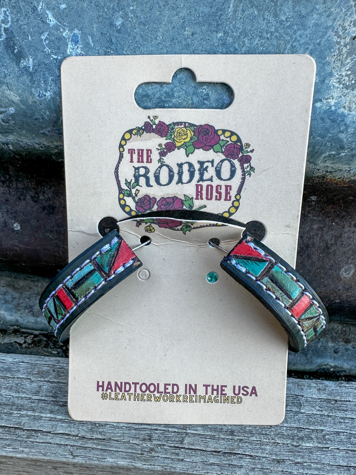Mosaic Turquoise Vera Hoop Earrings 40mm