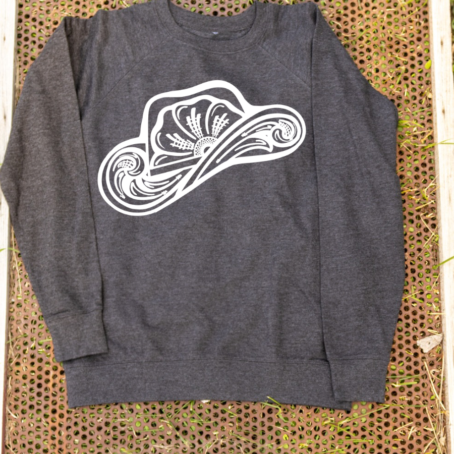 Tooled Cowboy Hat Lightweight Crewneck