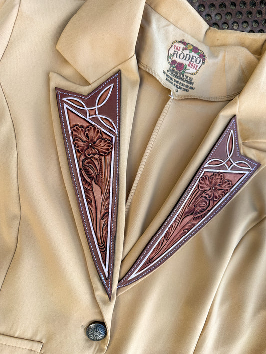 Boot stitch hand tooled lapel blazer in tan
