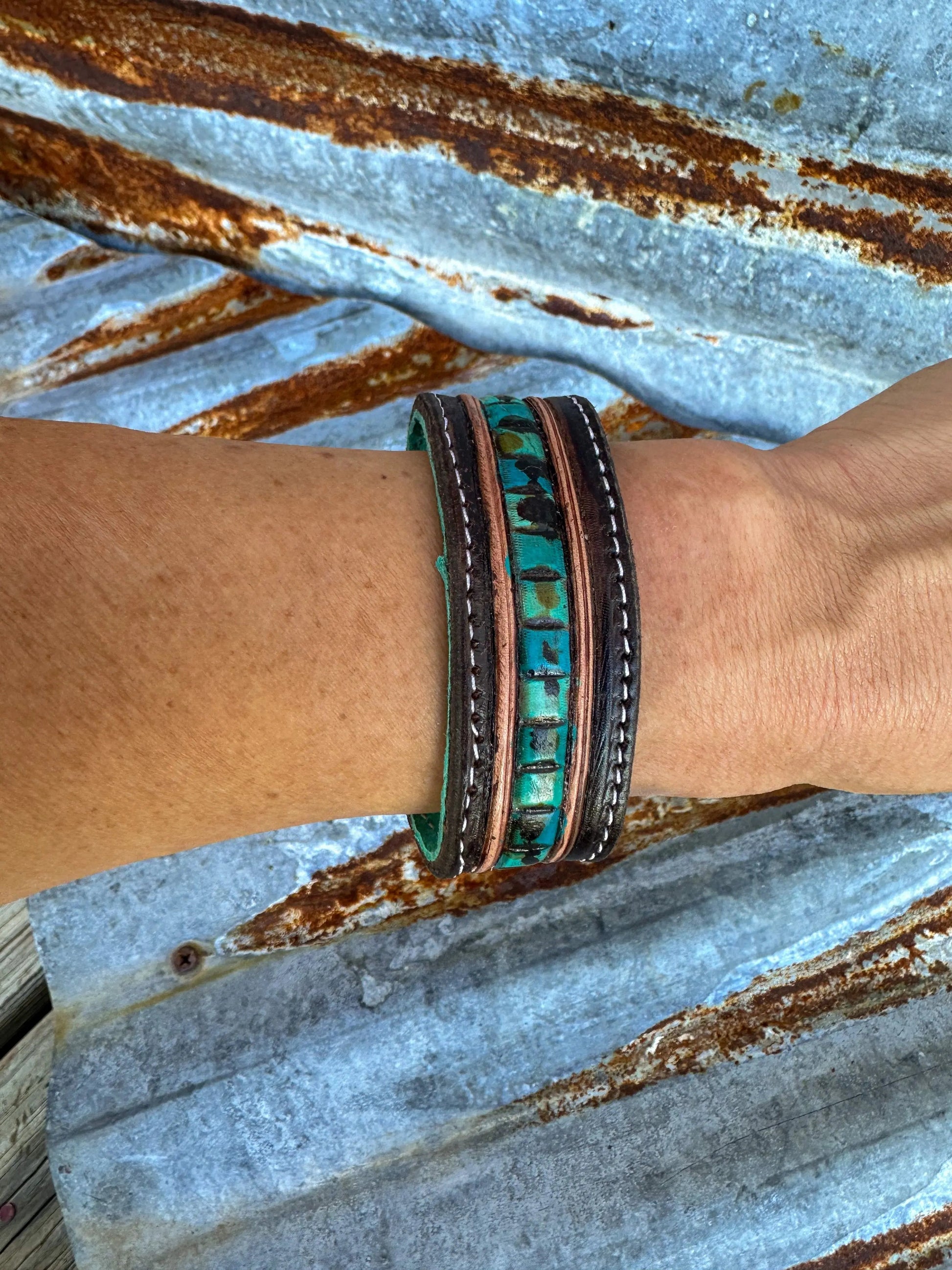 Beaded Turquoise Tooled Cuff The Rodeo Rose