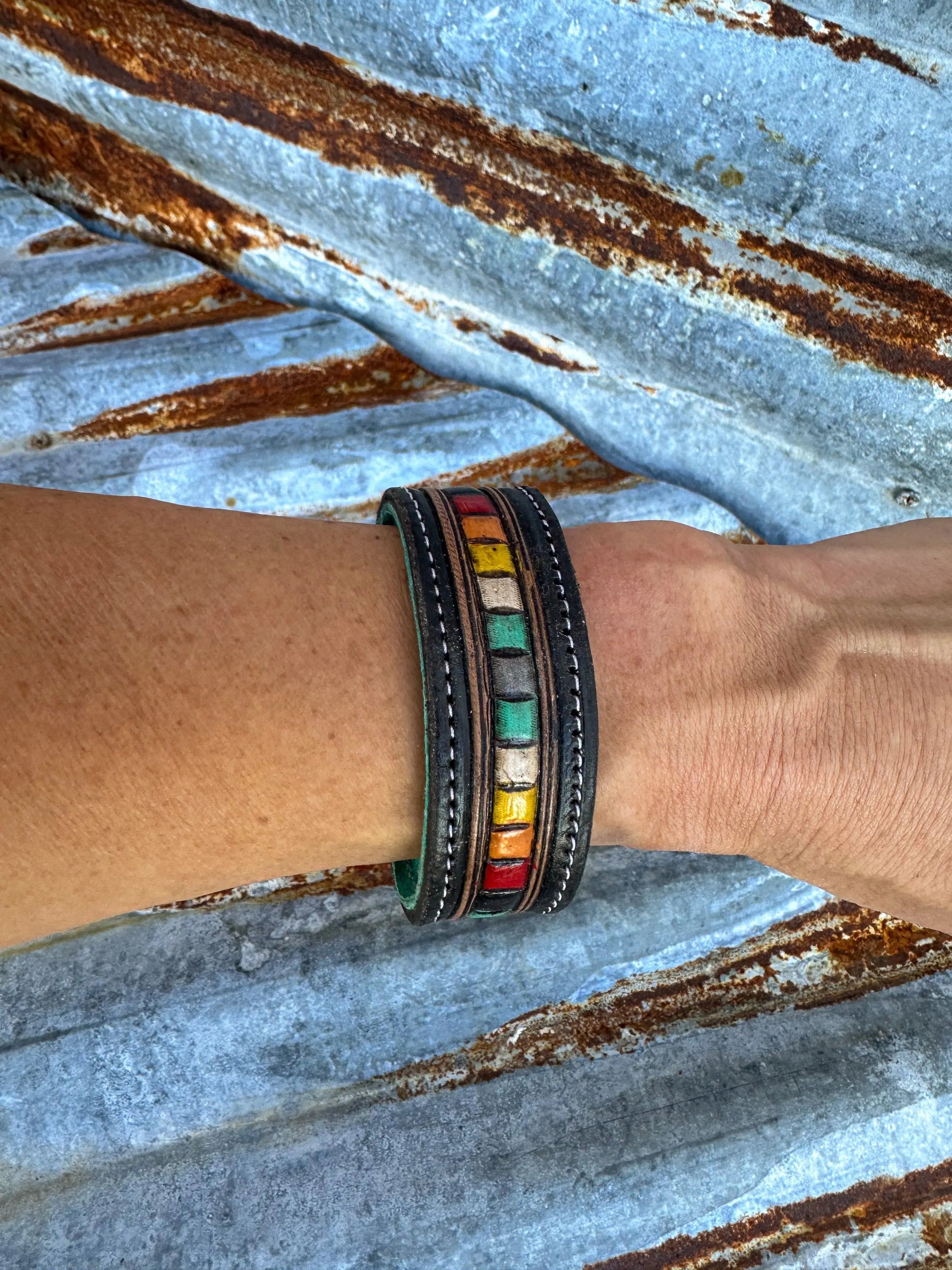 Beaded Turquoise Tooled Cuff The Rodeo Rose