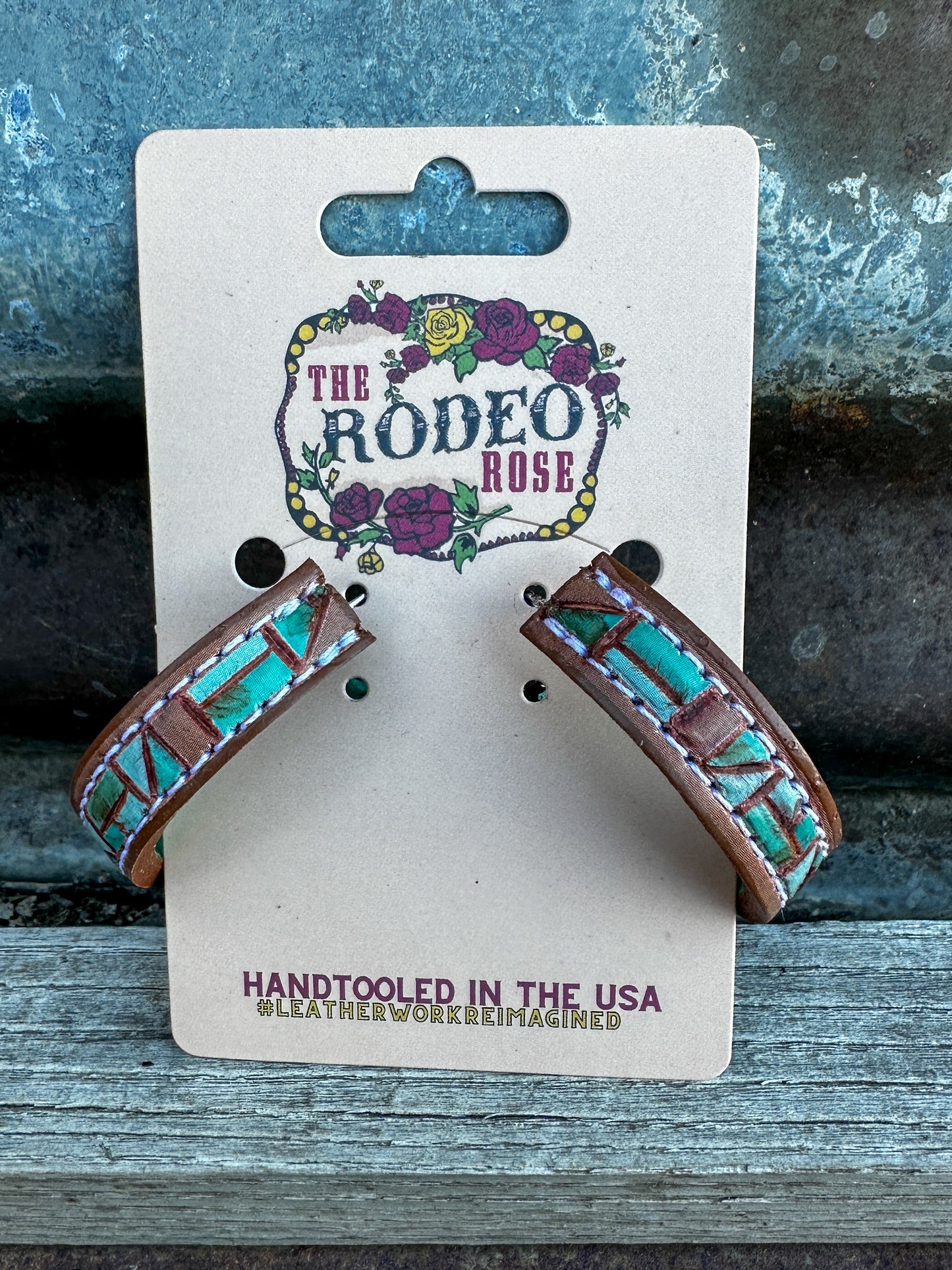 Mosaic Turquoise Vera Hoop Earrings 40mm