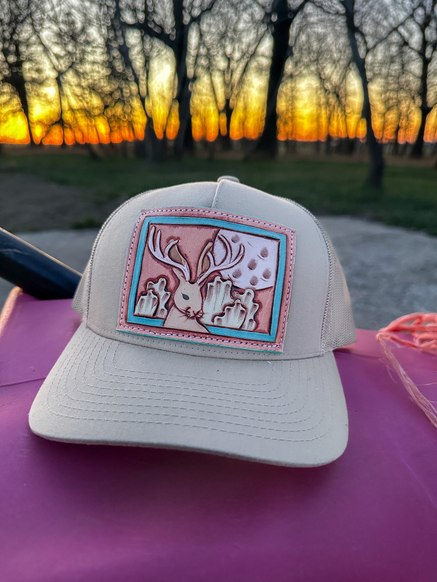Jackalope Tooled Patch Cap