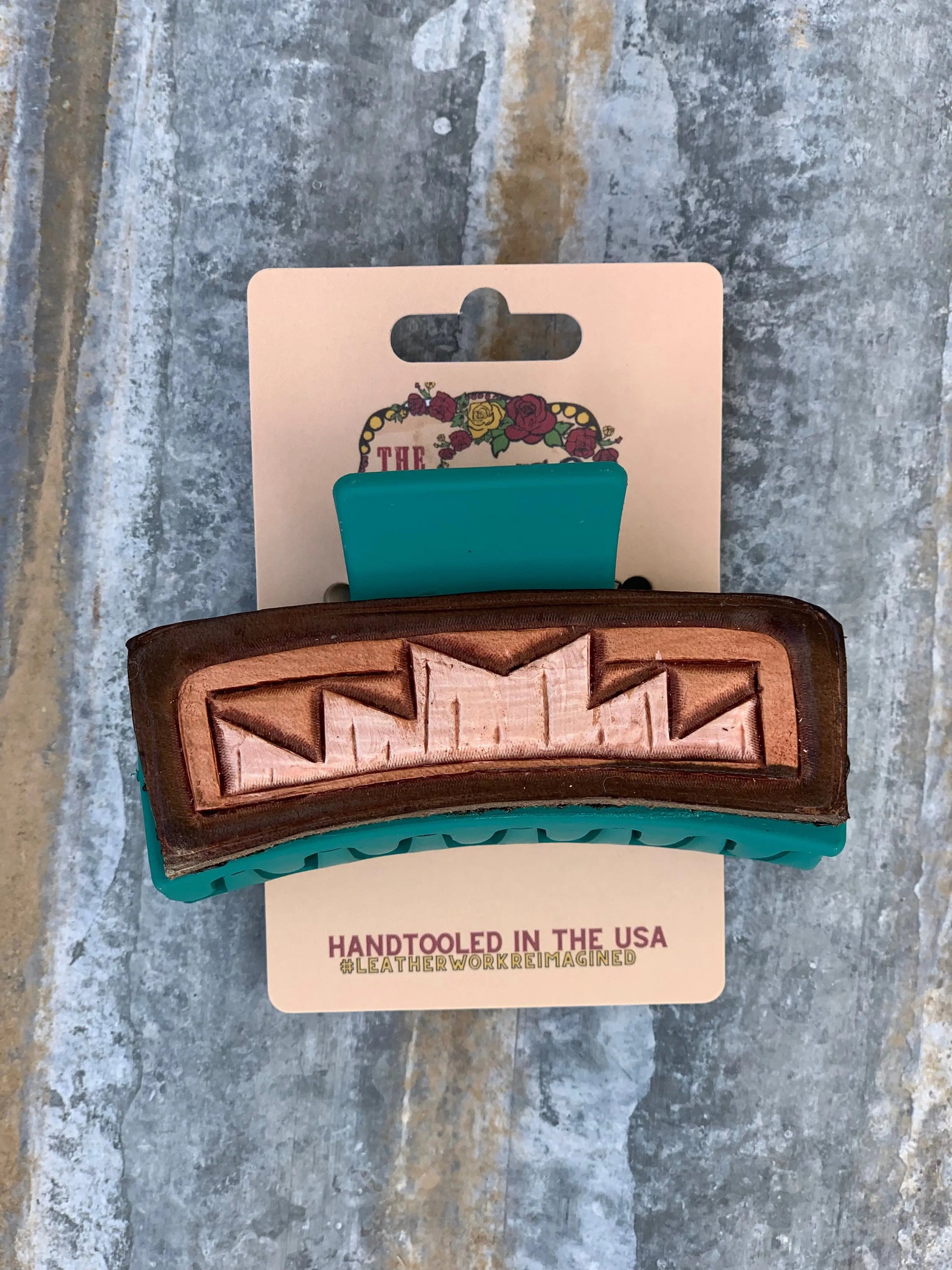 Handtooled Leather Hairclip Southwest The Rodeo Rose