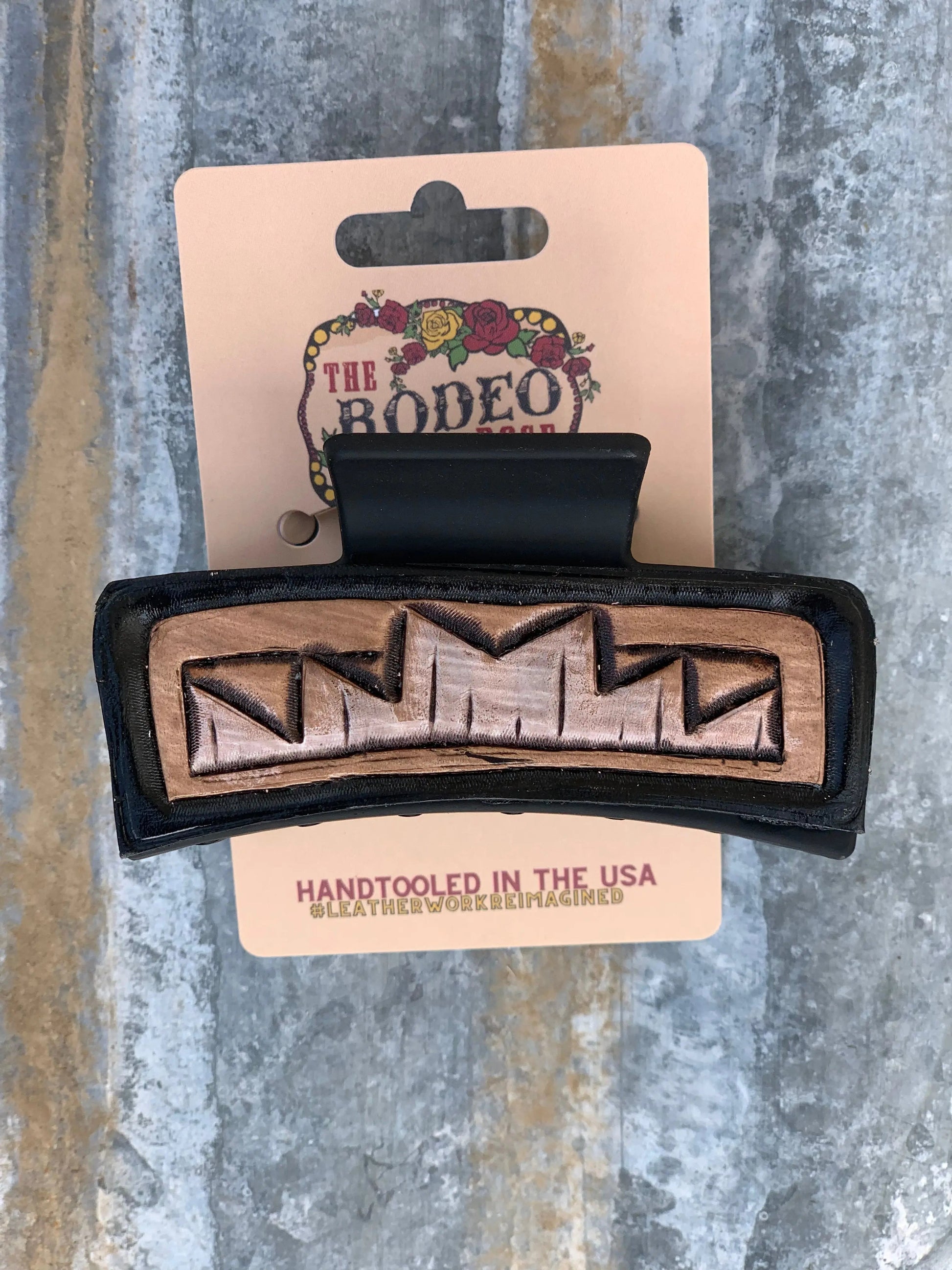 Handtooled Leather Hairclip Southwest The Rodeo Rose