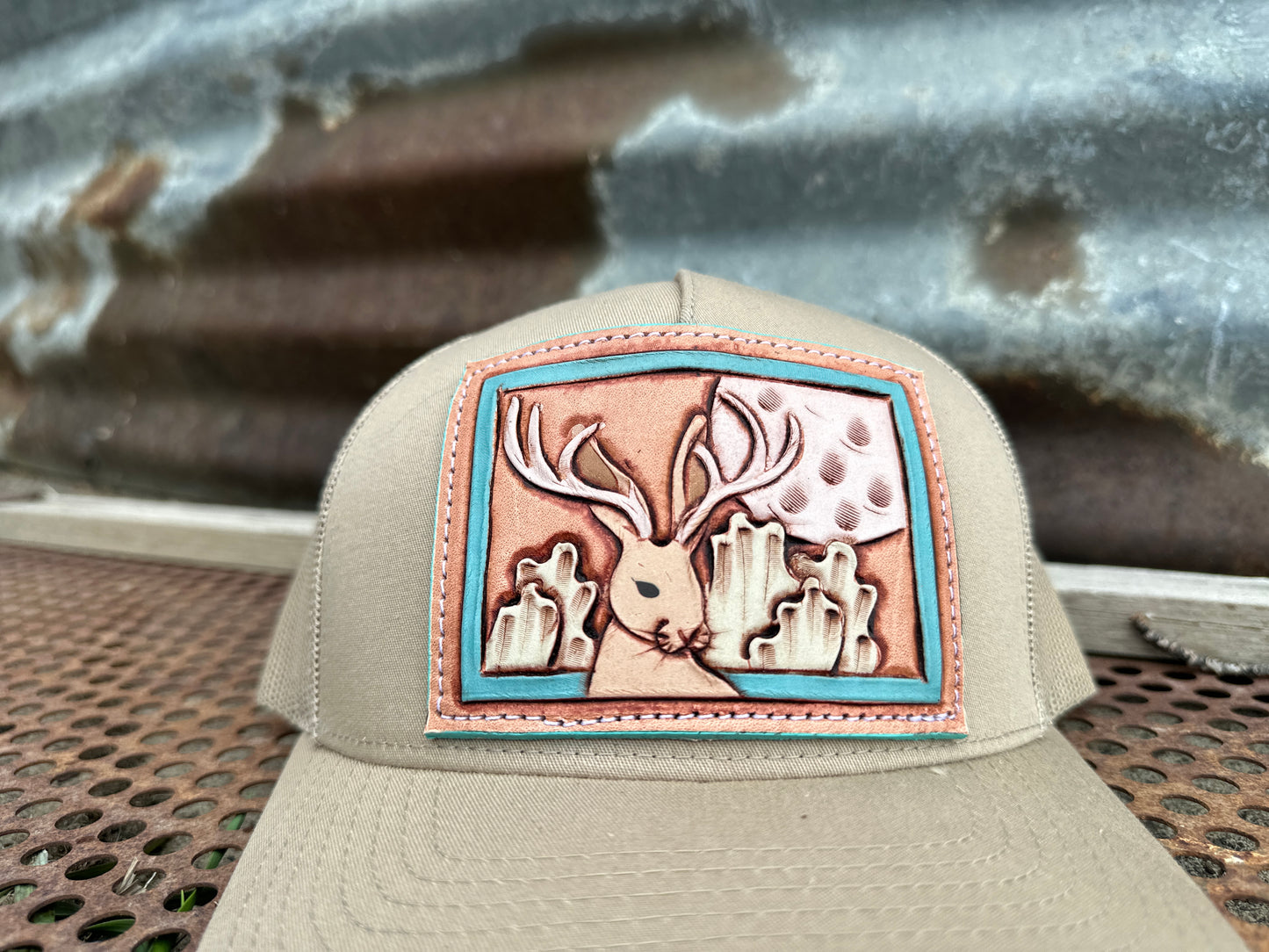 Jackalope Tooled Patch Cap