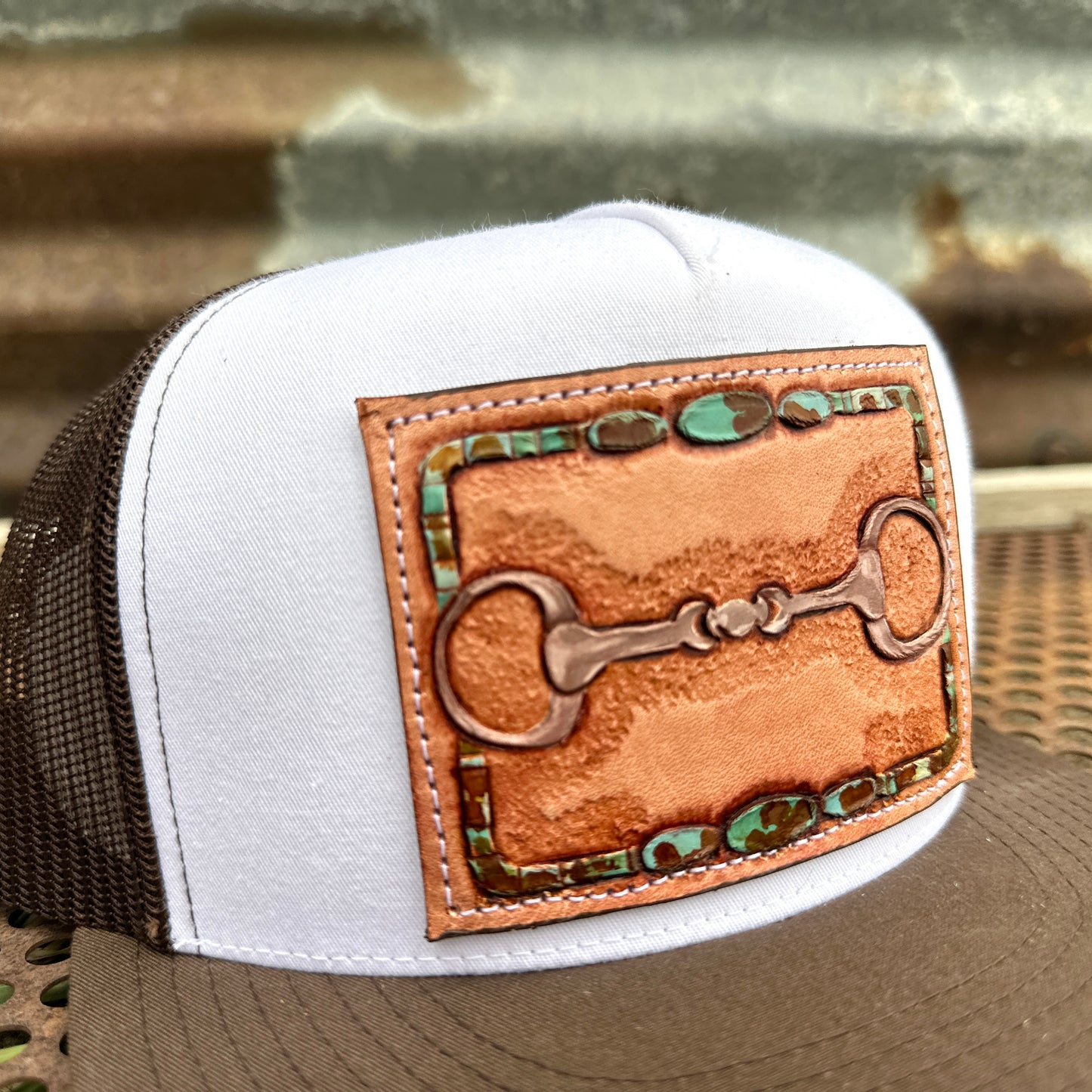 Snaffle Bit Five Panel Hand Tooled Trucker Cap