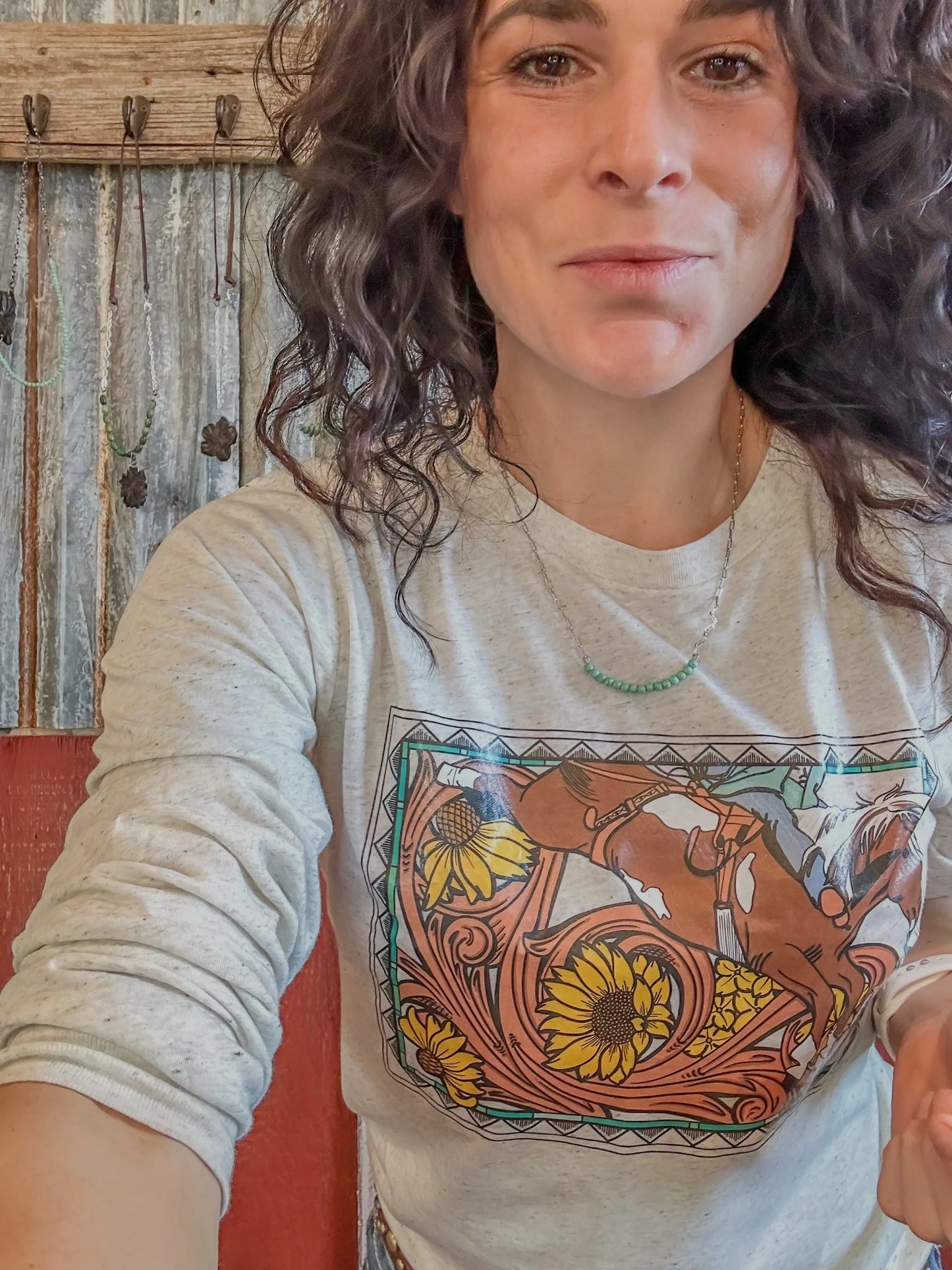 The Annie Bar Necklace with Petite Turquoise Beads The Rodeo Rose