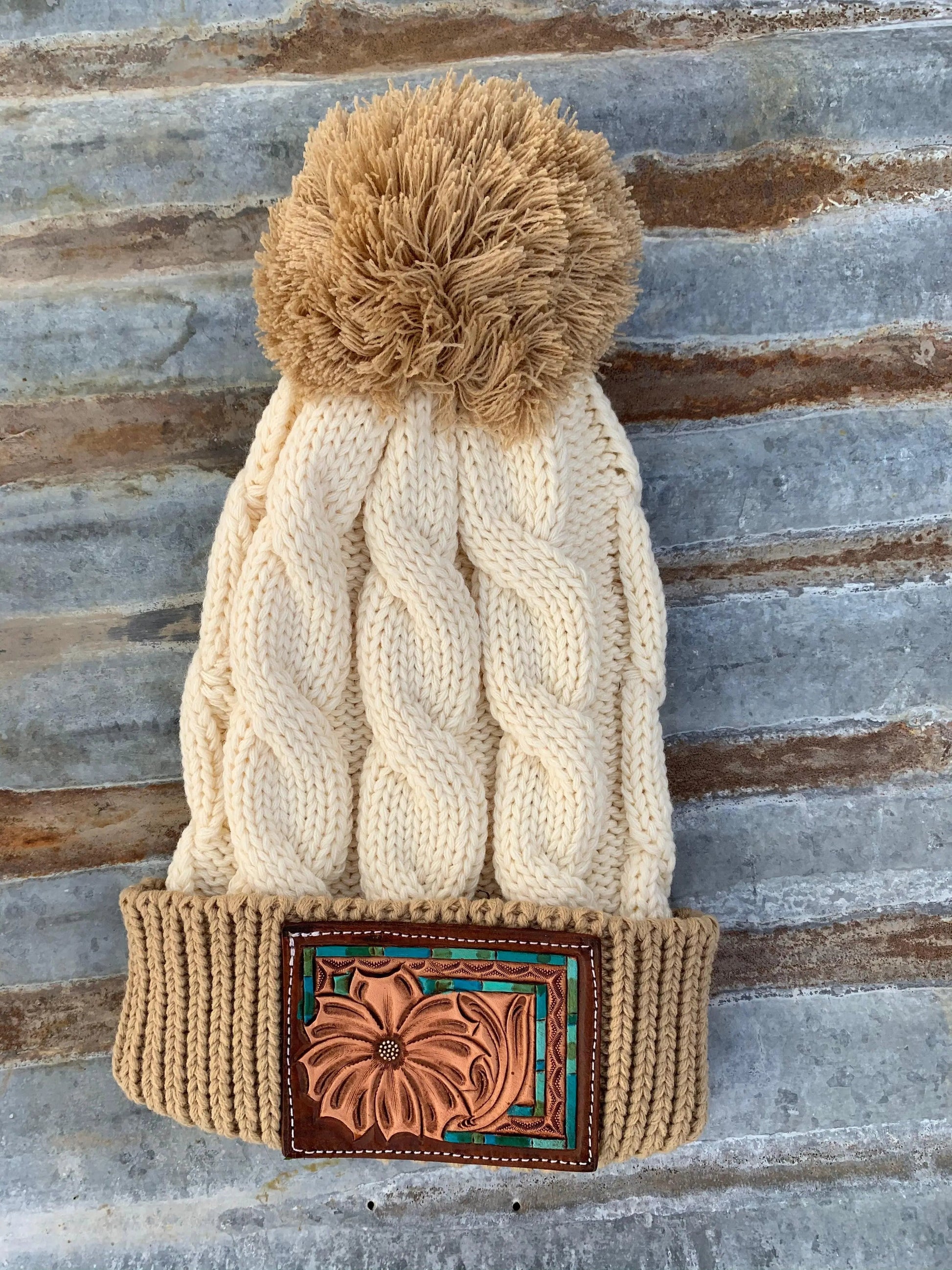 The Daisy Handtooled Leather Patch Stocking in Turquoise and Southwest The Rodeo Rose