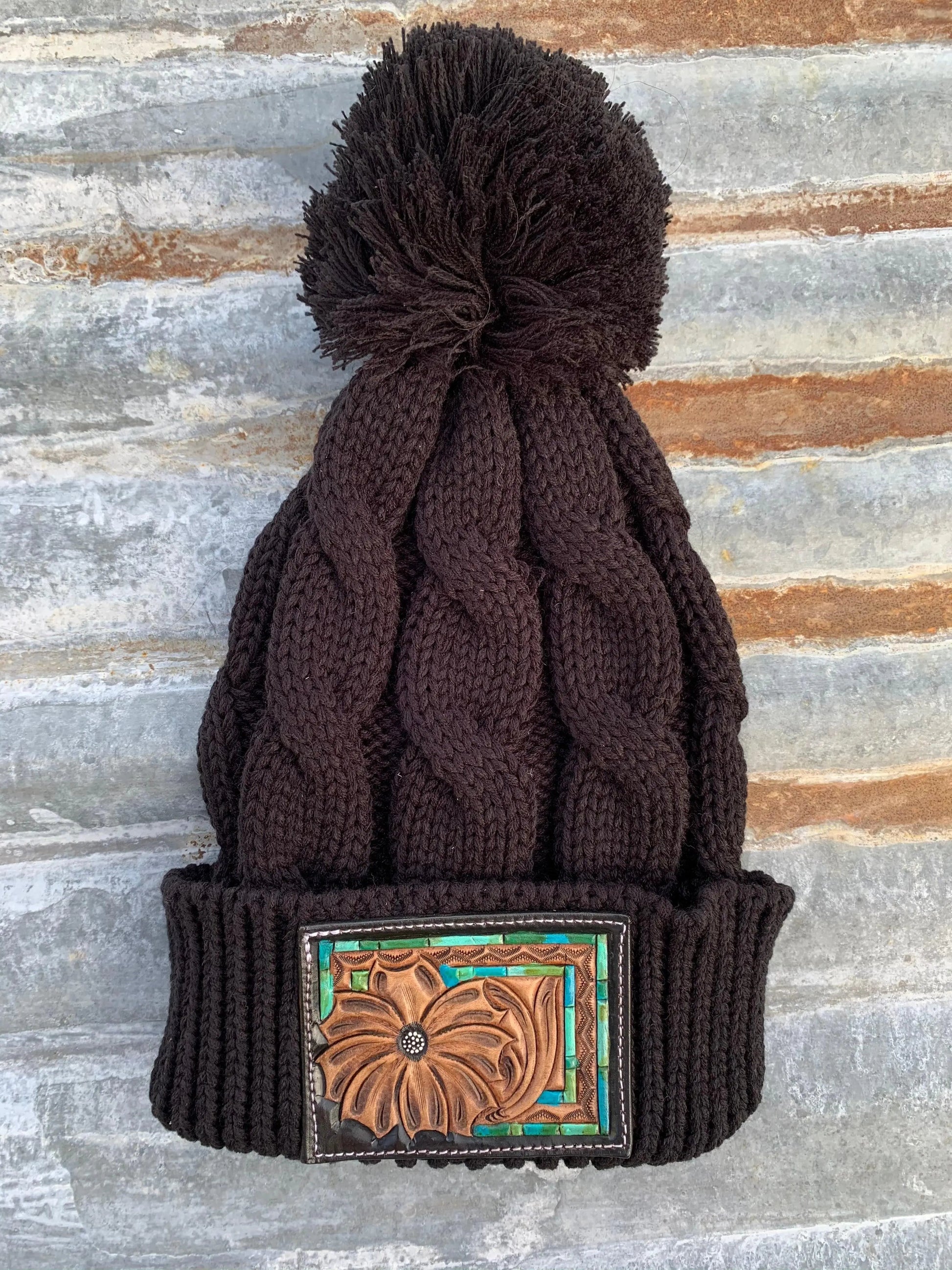 The Daisy Handtooled Leather Patch Stocking in Turquoise and Southwest The Rodeo Rose